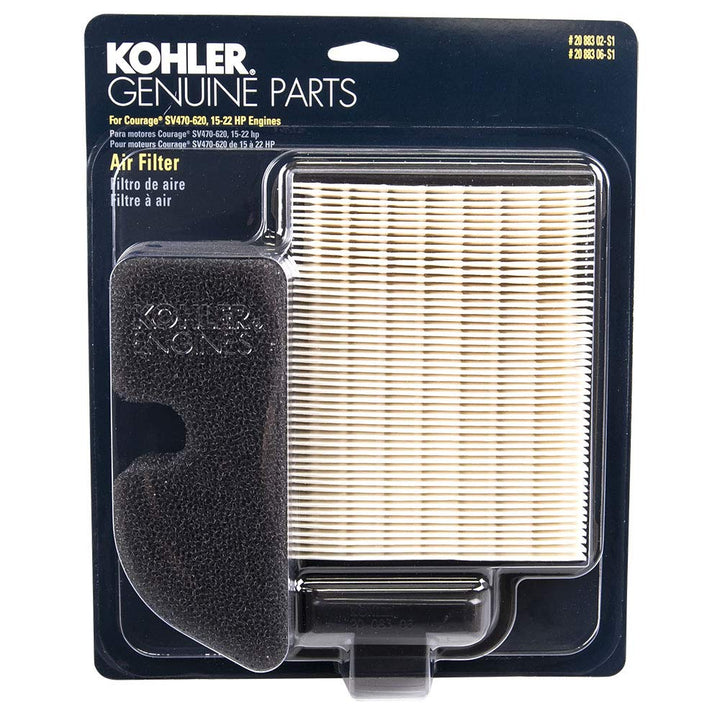 Kohler replacement air filter front view showing fit and durable construction benefit