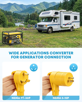 Kohree 15A to 30A adapter attached showing flexible hookup options
