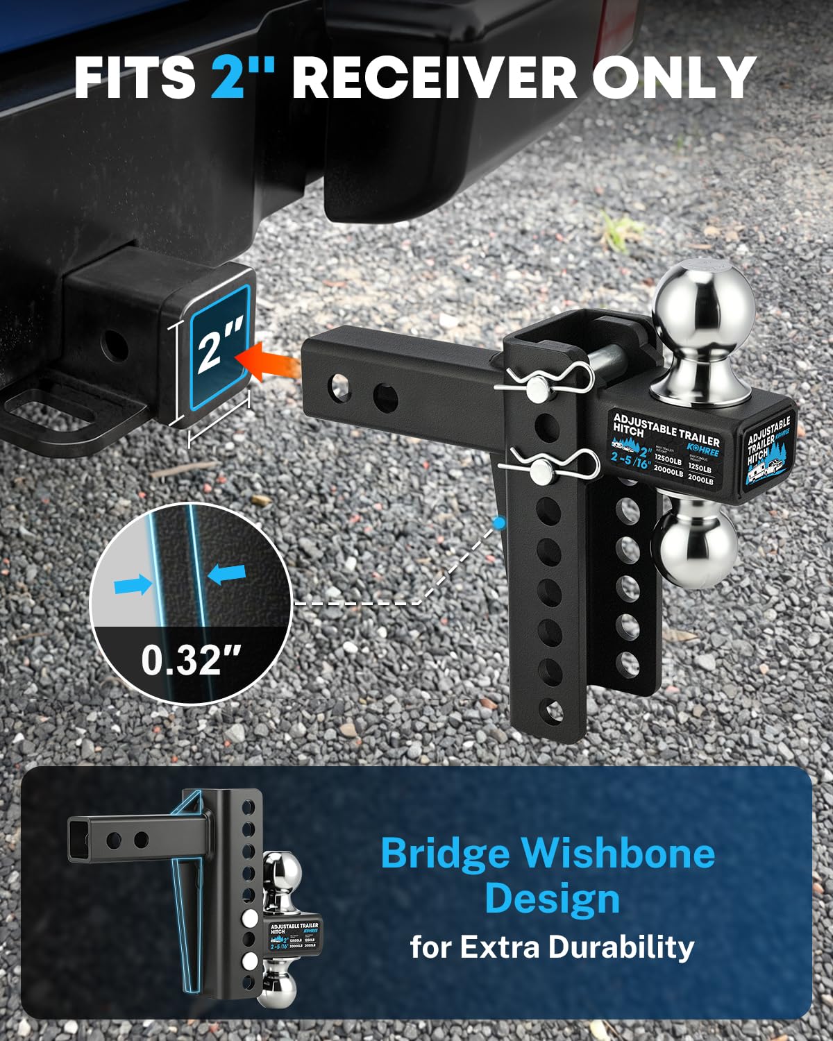 Kohree anti-rattle U-shaped tightener closeup reducing play and road noise