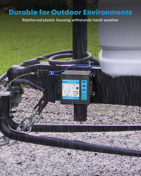 Kohree breakaway kit mounted on a trailer frame demonstrating proper installation and safety use