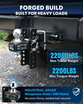 Kohree close-up of 2" and 2-5/16" hitch balls for versatile towing options