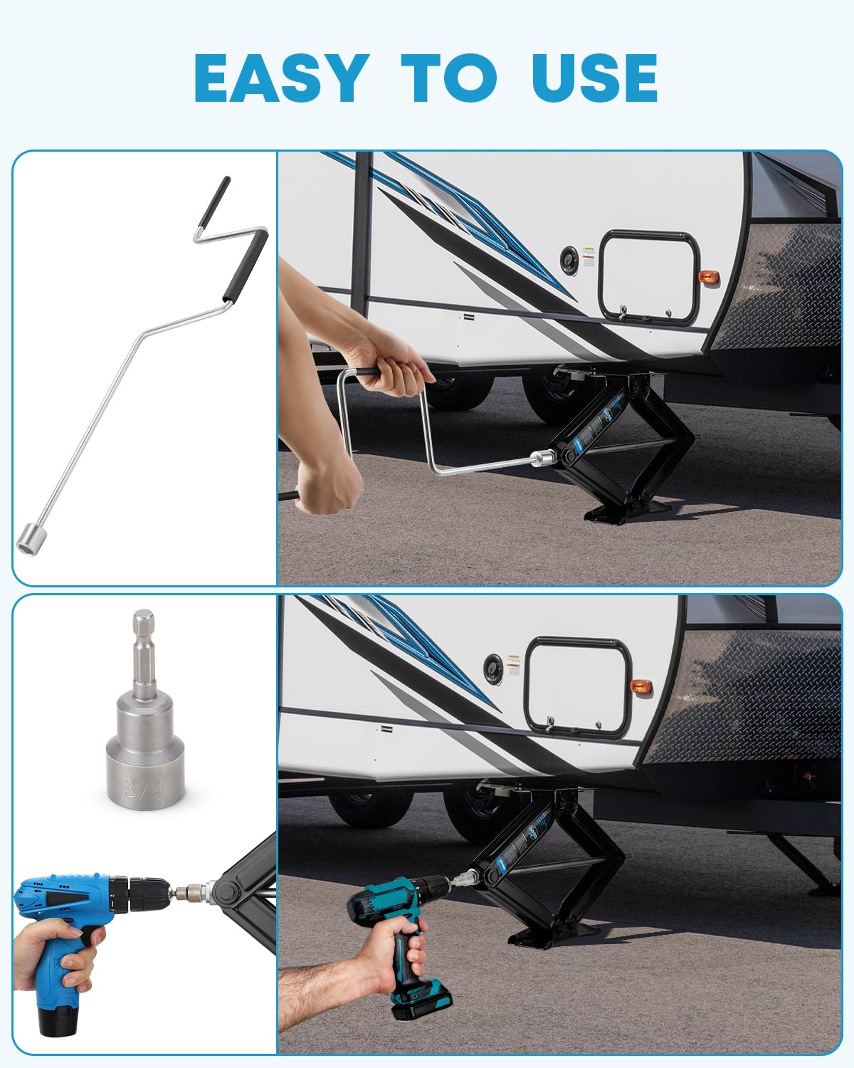 Kohree crank handle and drill socket image illustrating manual and power operation convenience