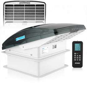 Kohree vent fan front view tinted cover showing sleek profile and weather protection