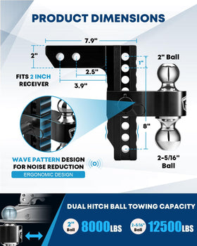 Kohree dual ball closeup showing two diameters for versatile towing options