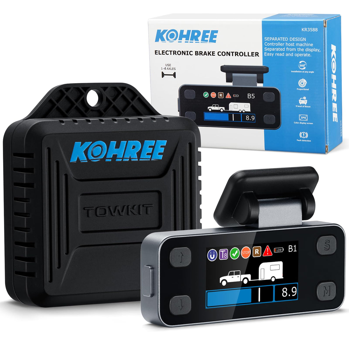 Kohree LCD front display mounted on windshield for easy monitoring
