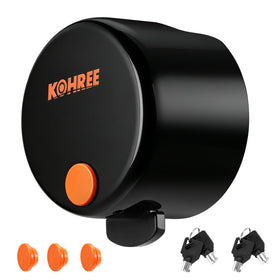 Kohree front view of trailer coupler lock showing secure fit and deterrent benefit