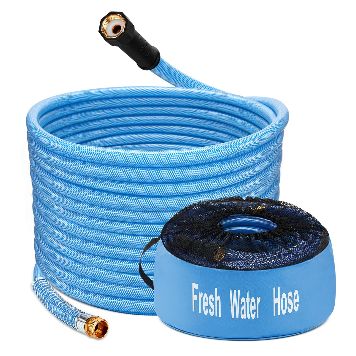 Kohree front view of coiled hose and packaging showing travel-ready design