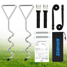 Kohree front packaging showing complete awning tie down kit and benefits