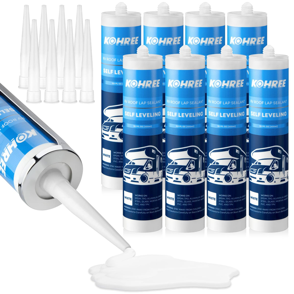 Kohree front packaging of 8-pack sealants showing product and benefit of ready supply