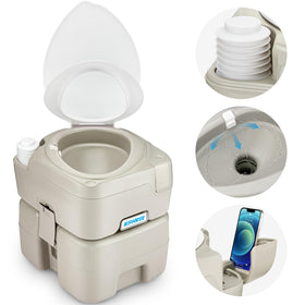 Kohree front view of cassette toilet showing compact, sturdy design and portability