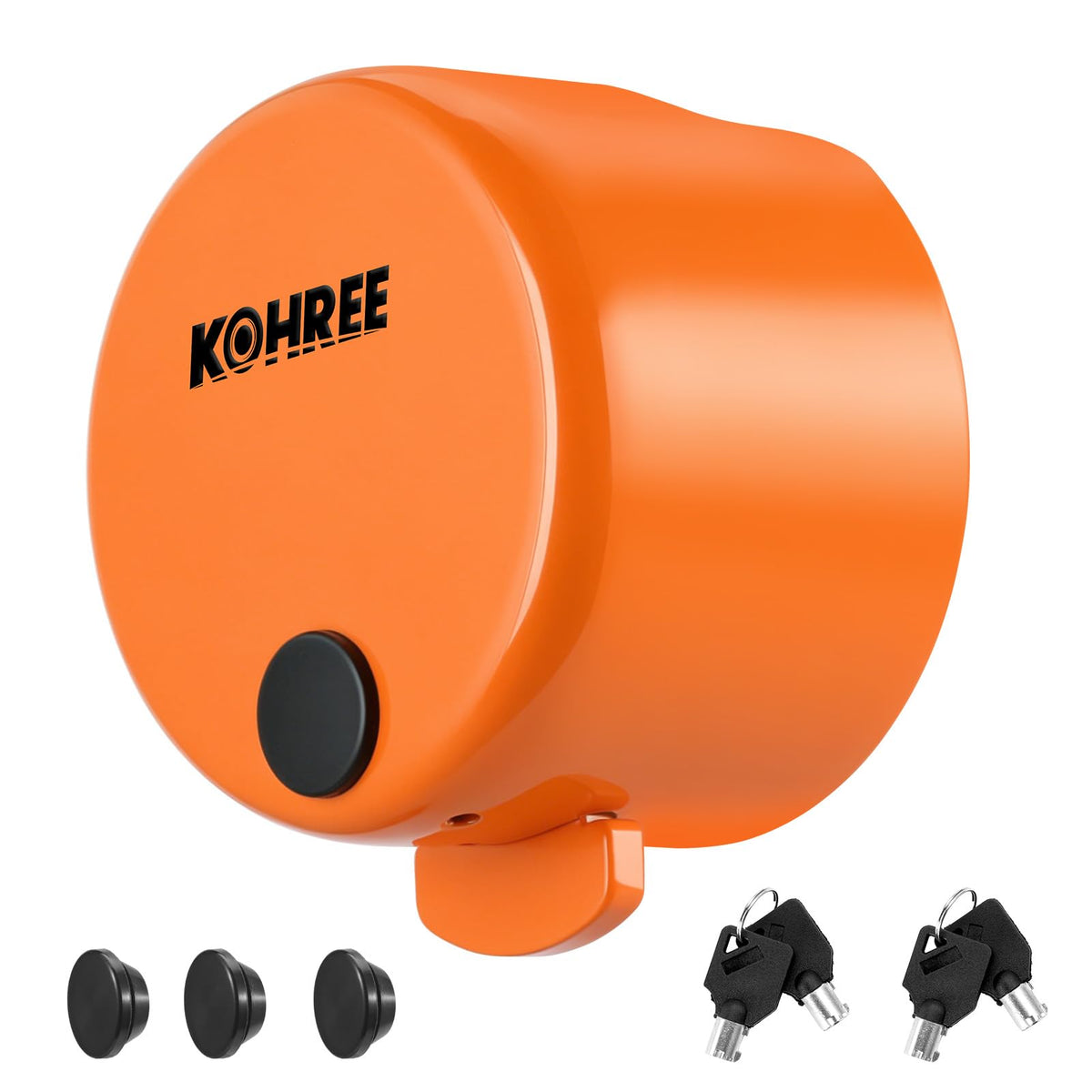 Kohree front view lock fitted on trailer coupler for visible theft prevention