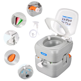 Kohree front view showing compact porta potty and sturdy seat benefit convenience