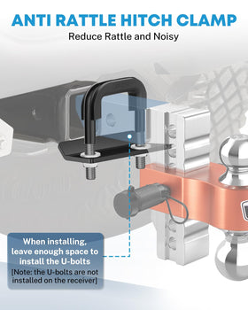 Kohree anti-rattle clamp detail tightened on receiver for quieter towing benefit
