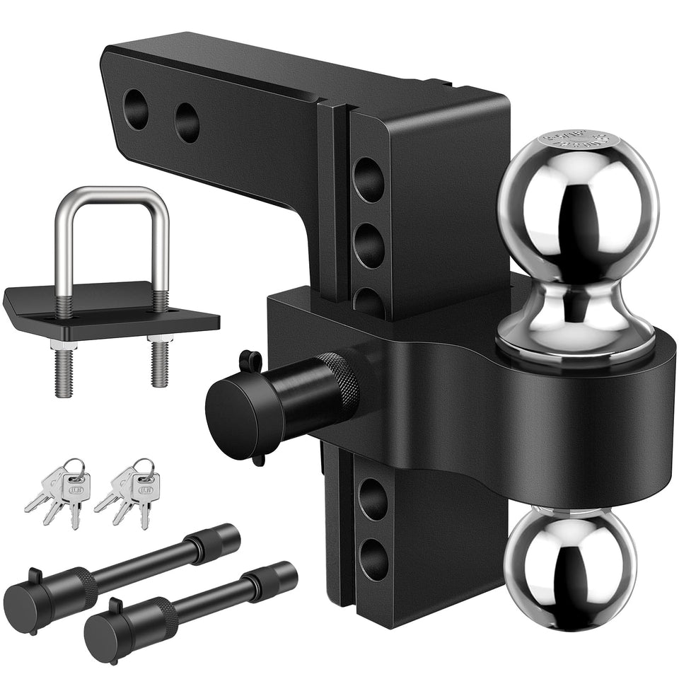 Kohree front view of adjustable hitch showing dual-ball utility and robustness