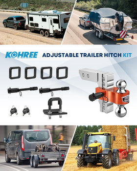 Kohree hitch installed in a 2" receiver on a truck for stable towing benefit