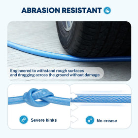 Kohree hose connected to RV spigot showing secure, tight water flow