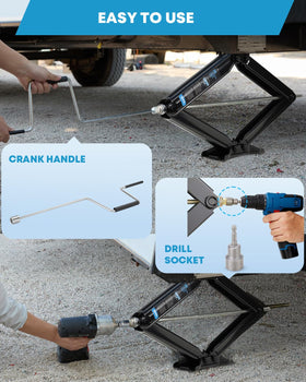 Kohree stabilizer jacks placed under RV showing steady support benefit