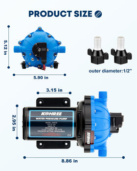 Kohree pump installed in an RV plumbing bay providing reliable water pressure
