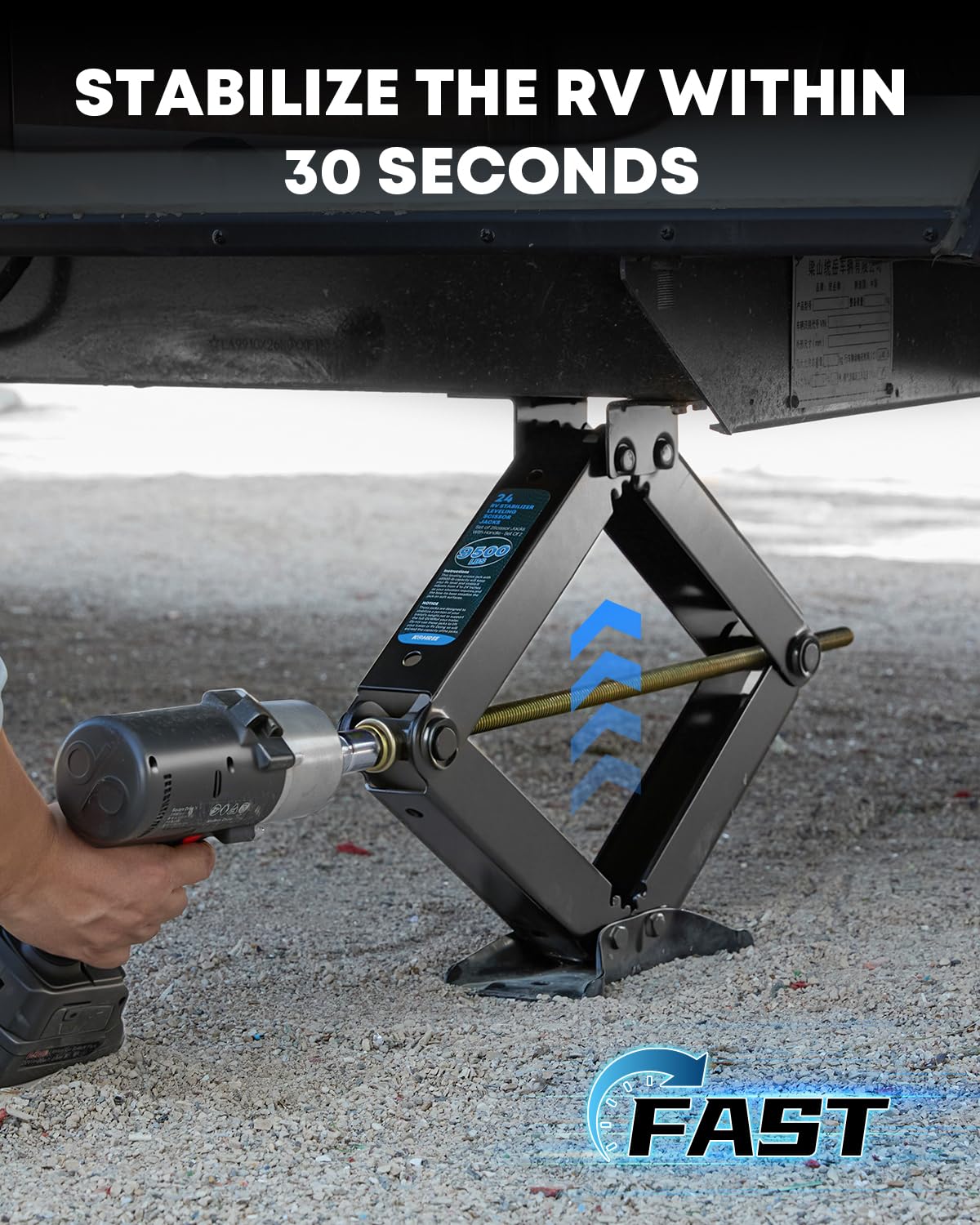 Kohree jack extended to full 24-inch height demonstrating maximum reach