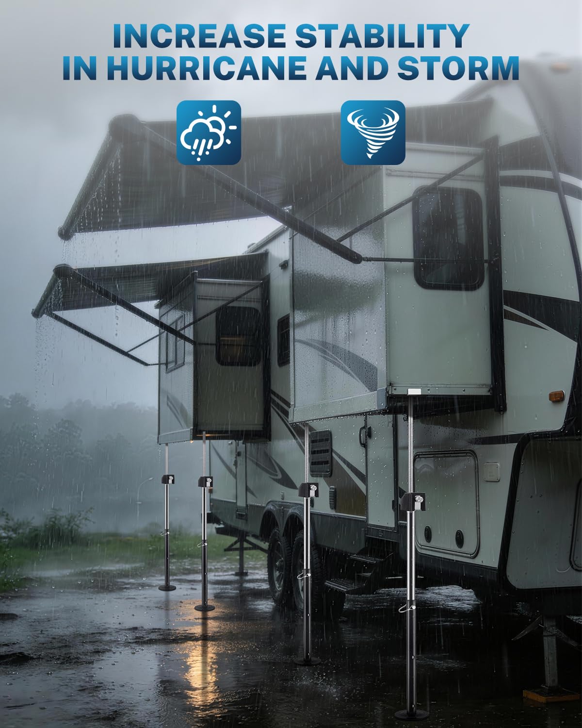 Kohree jack showing height range markings illustrating 20 to 49 inches adjustable support