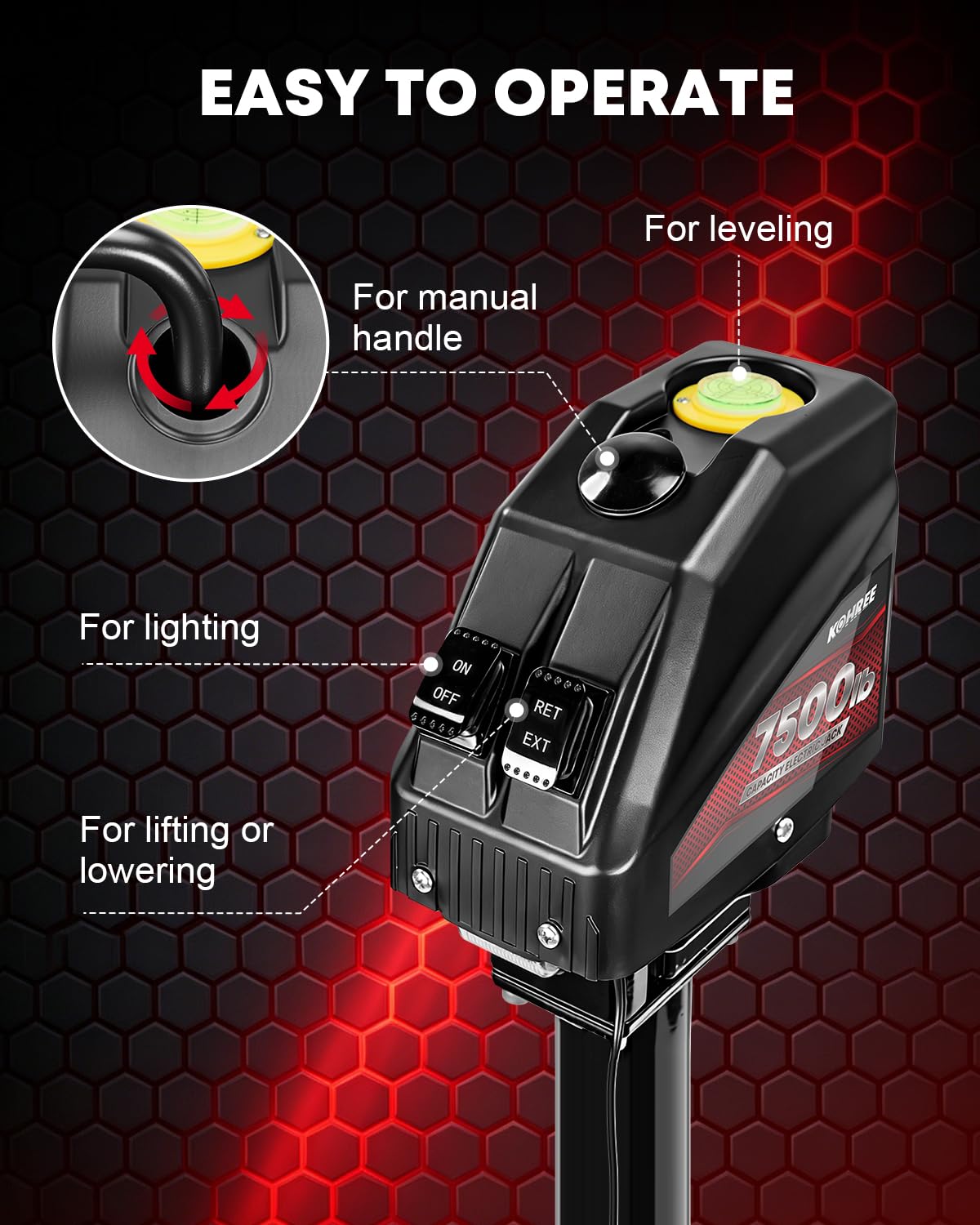 Kohree LED light illuminating hitch area for safe night hookups