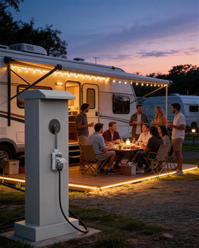 Kohree in campsite lifestyle setup protecting appliances and electronics while camping