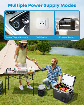 Kohree fridge at campsite showing portable cooling for outdoor trips