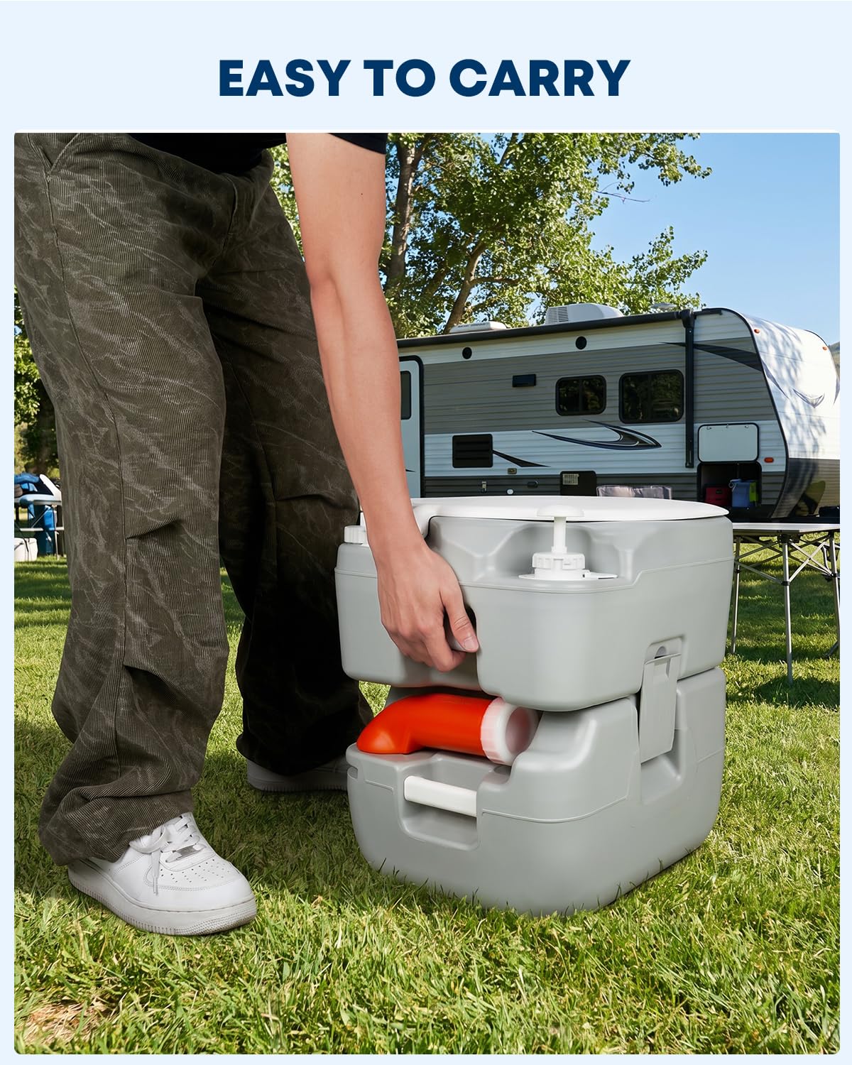 Kohree portable toilet placed at campsite showing easy outdoor use