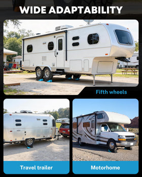 Kohree at campsite under trailer showing secure, level outdoor setup