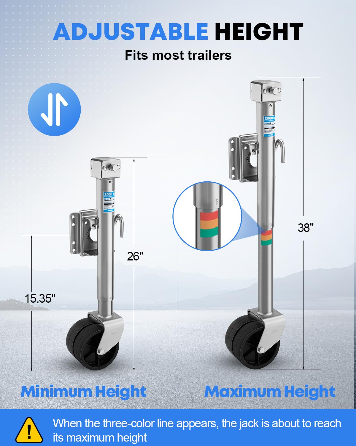 Kohree jack mounted on trailer frame showing correct bolt-on installation and fit