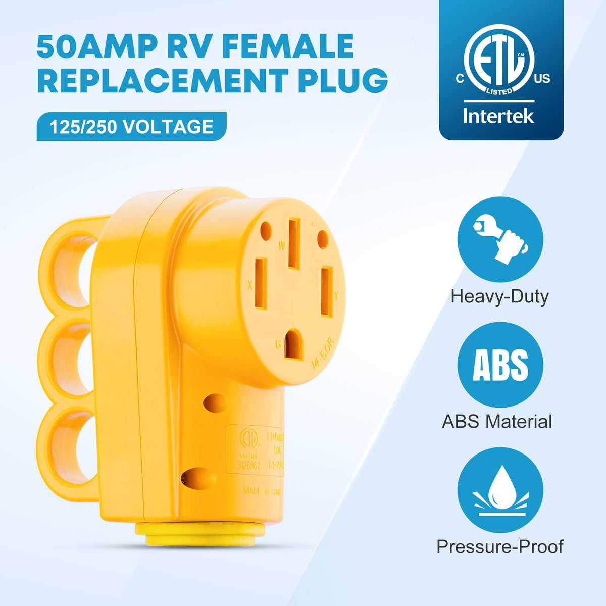 Kohree plug fitted on RV cord demonstrating proper installation and fit