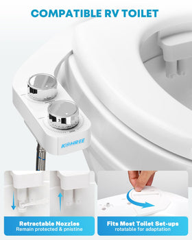 Kohree dual-nozzle detail showing retractable nozzles for hygienic rinsing