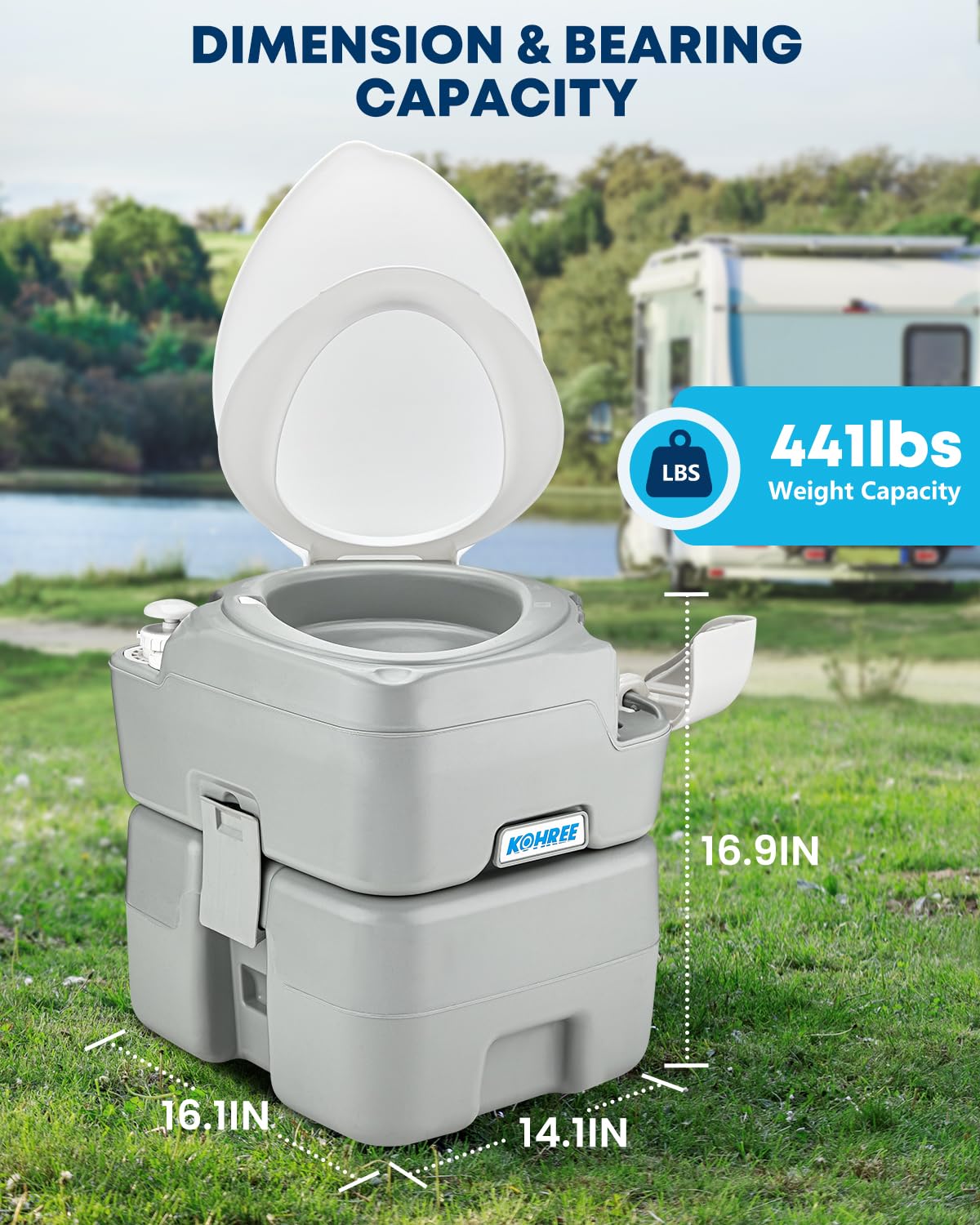 Kohree next to camping gear showing size for storage and space-saving benefit