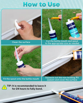 Applying Kohree sealant with a caulk gun on a roof seam for precise, drip-free application