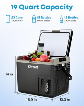 Kohree plugged into 12V socket showing vehicle power compatibility