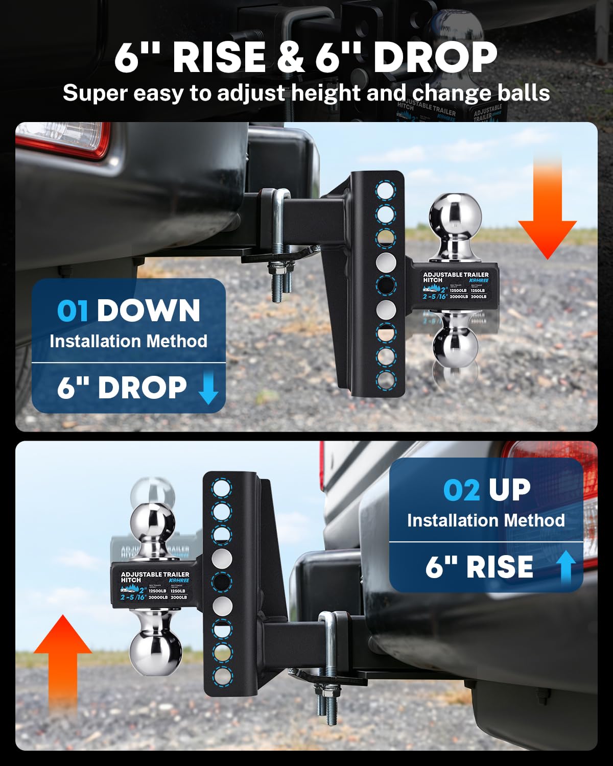 Kohree side view showing indexed height settings for quick level adjustments