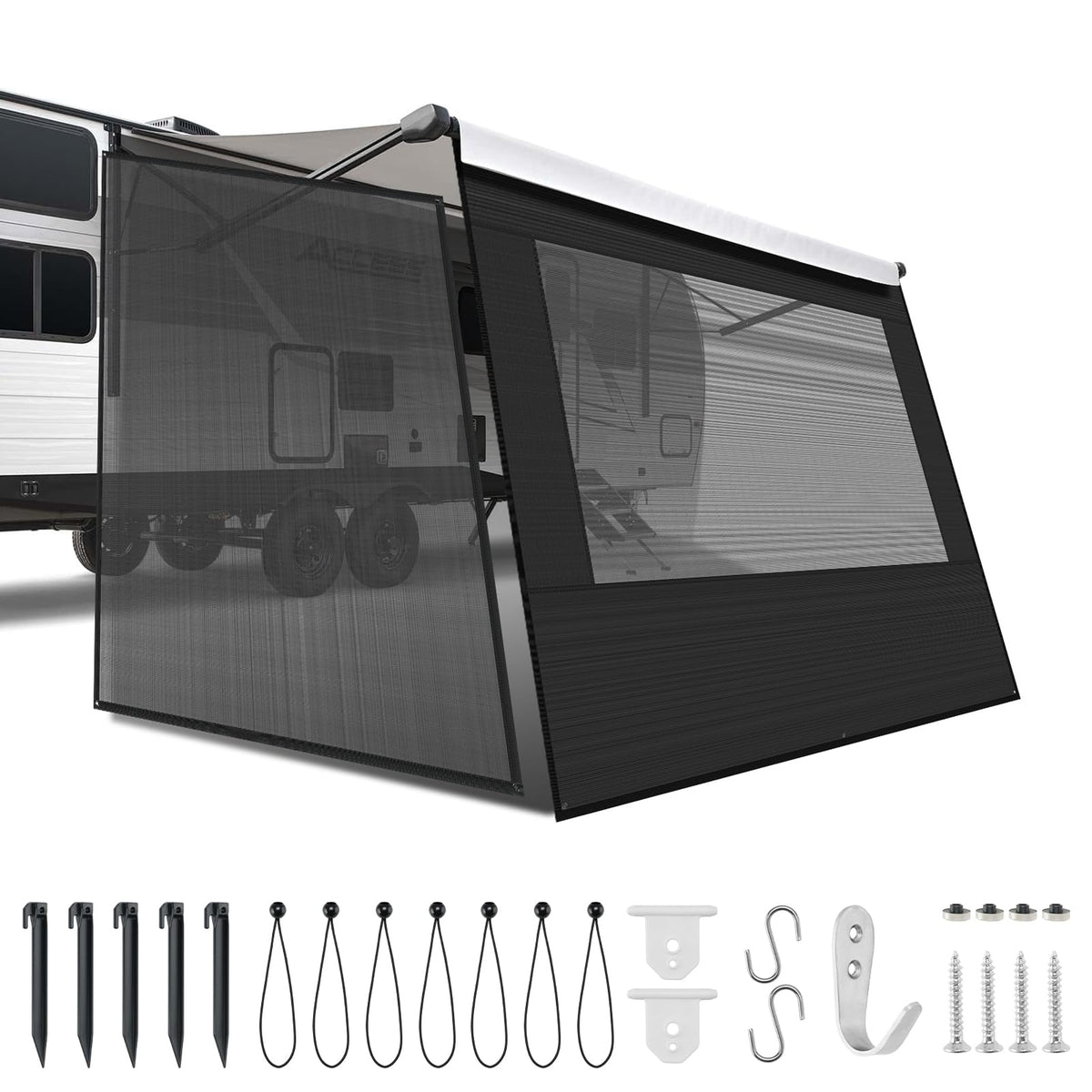 Kohree size comparison next to RV showing coverage area and scale benefit