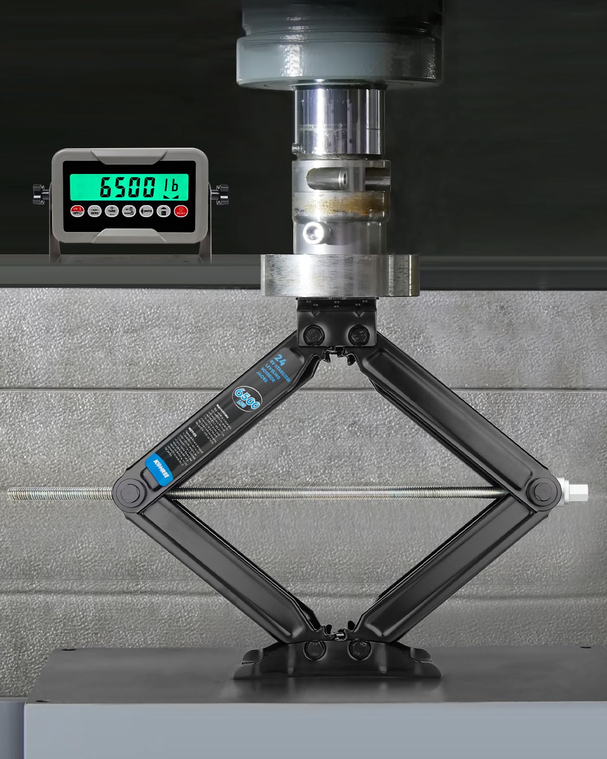 Kohree jack beside tape measure demonstrating 24 inch extension for fitment planning