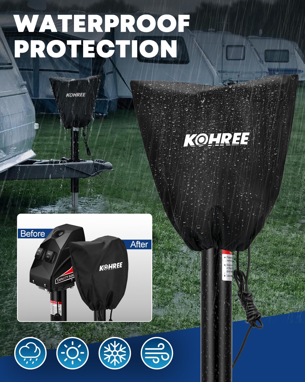 Kohree jack next to ruler illustrating compact size and space-saving benefit