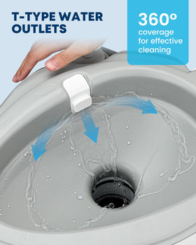 Kohree waste tank open cap showing large 5.3 gallon capacity benefit