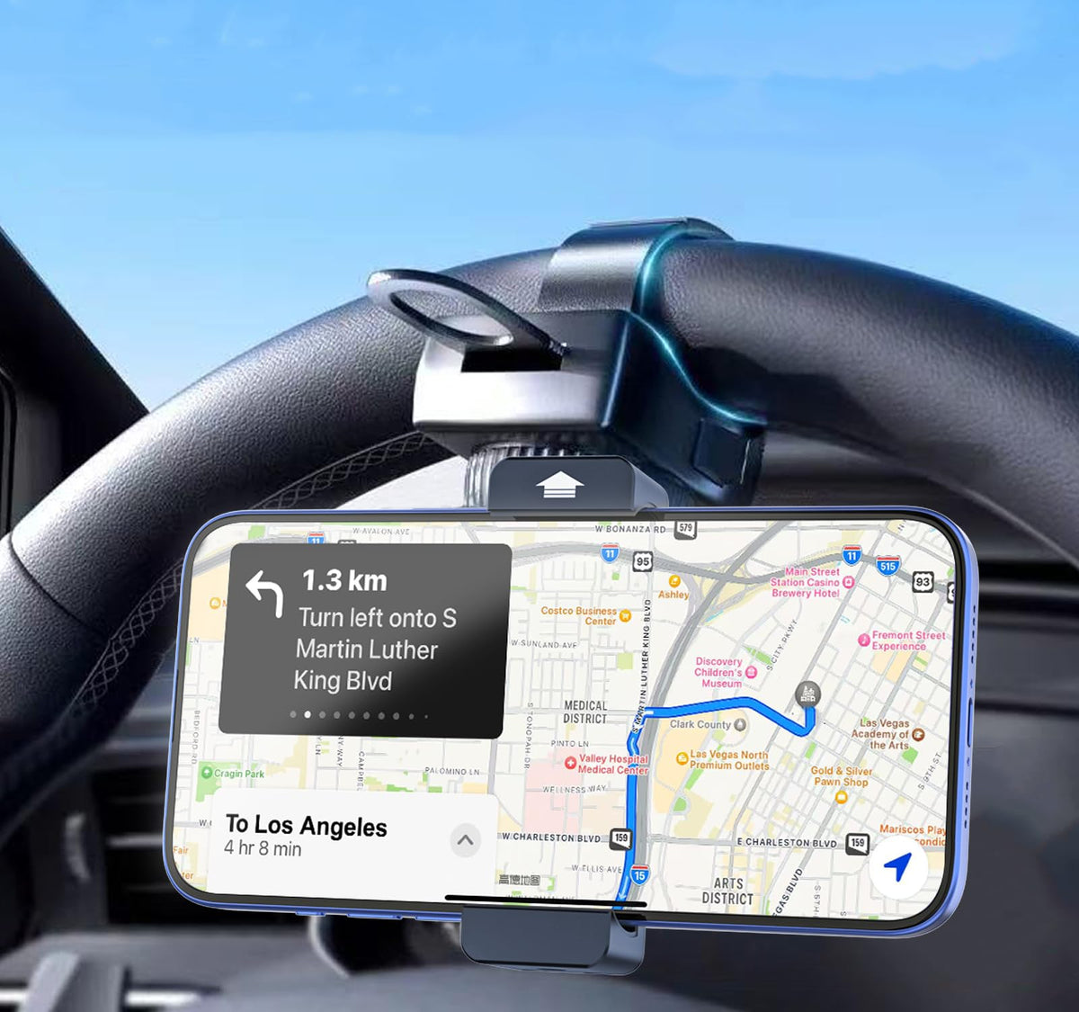 Kolasels front-mounted view showing secure phone placement and clear sightline