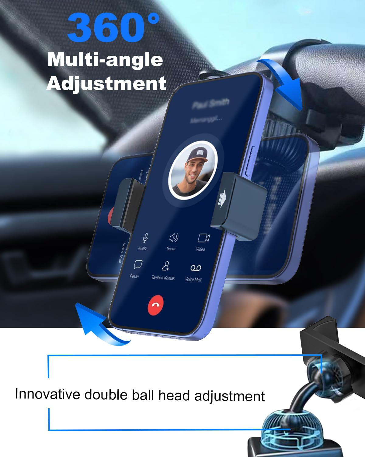 Kolasels installed on steering wheel demonstrating stable hands-free convenience