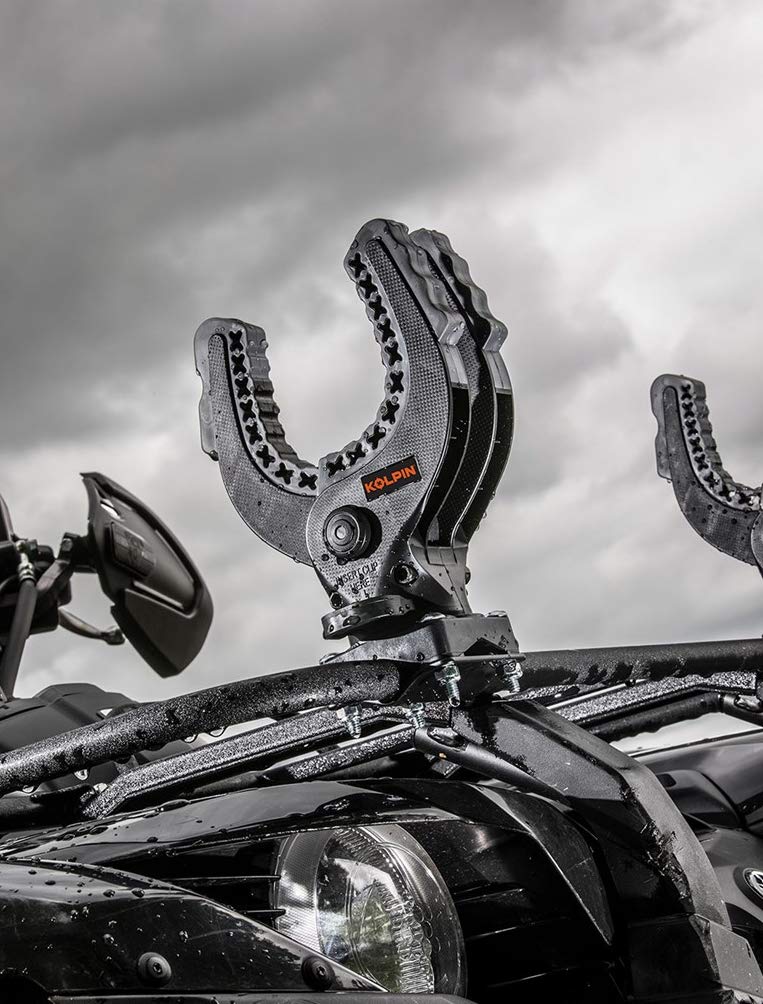 Kolpin Rhino Grip holding a fishing rod on an ATV demonstrating quick-access convenience