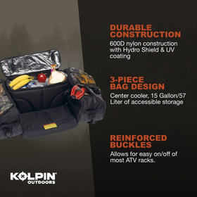 Kolpin Matrix Seat Bag center cooler open showing insulated storage benefit