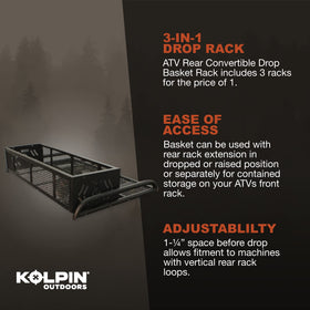 Kolpin mounted on ATV rear showing secure fit and increased cargo space