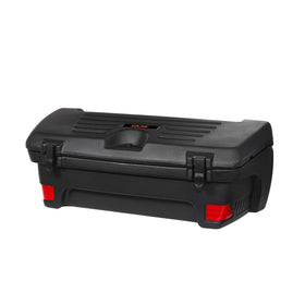 Kolpin rear trail box front view showing lockable lid and compact shape for secure storage
