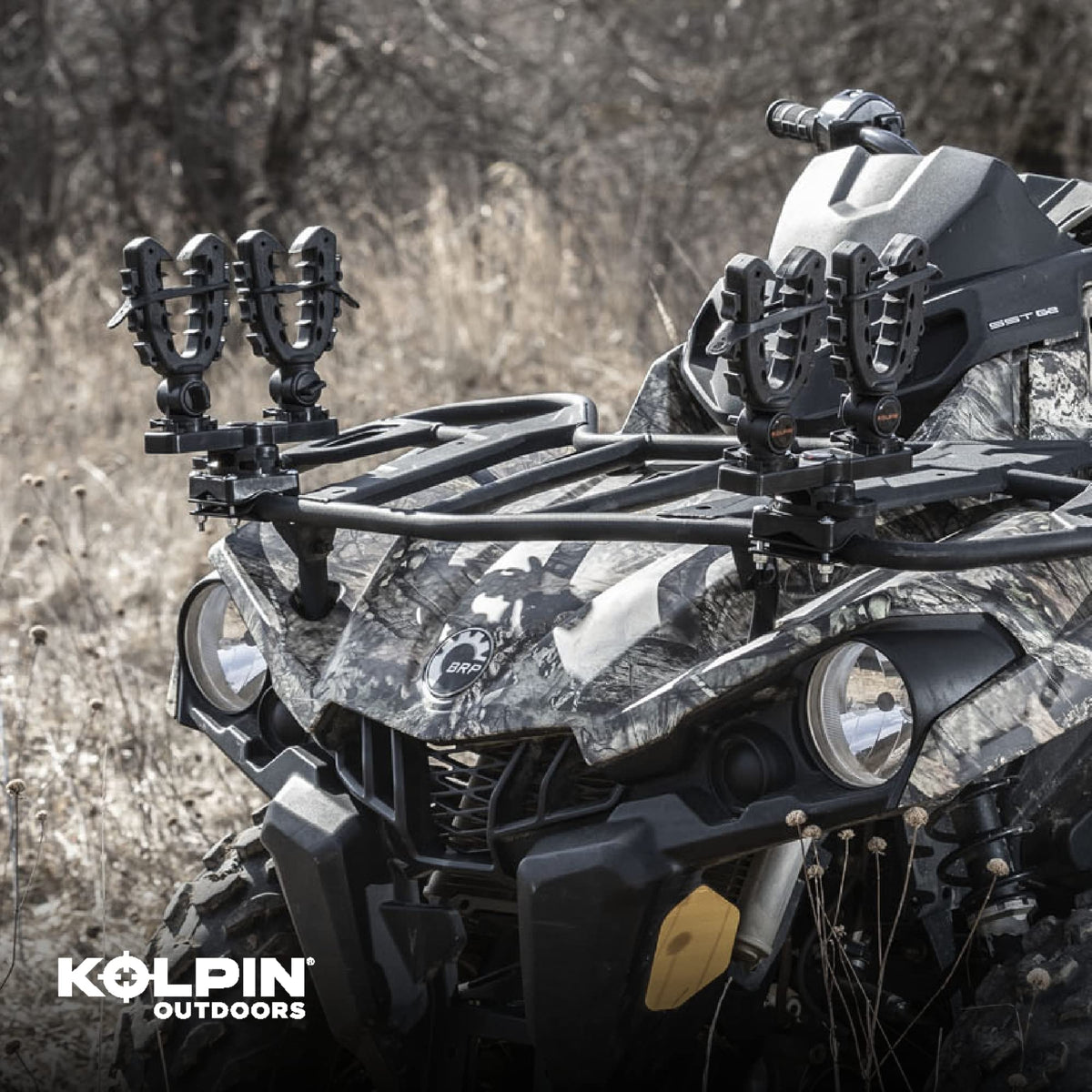 Kolpin Rhino XL holding a rifle demonstrating cushioned protection and restraint