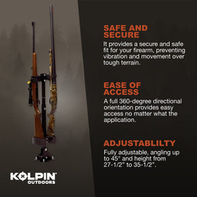 Kolpin UTV gun rack v-block and rubber strap detail holding barrel securely