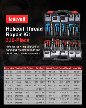 Kolvoii close-up of stainless steel helicoil inserts showing corrosion resistance