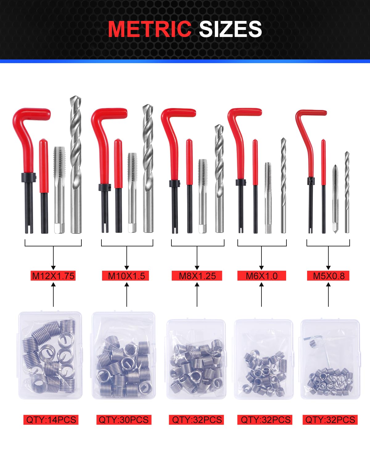 Kolvoii drill bits and taps laid out demonstrating precision cutting
